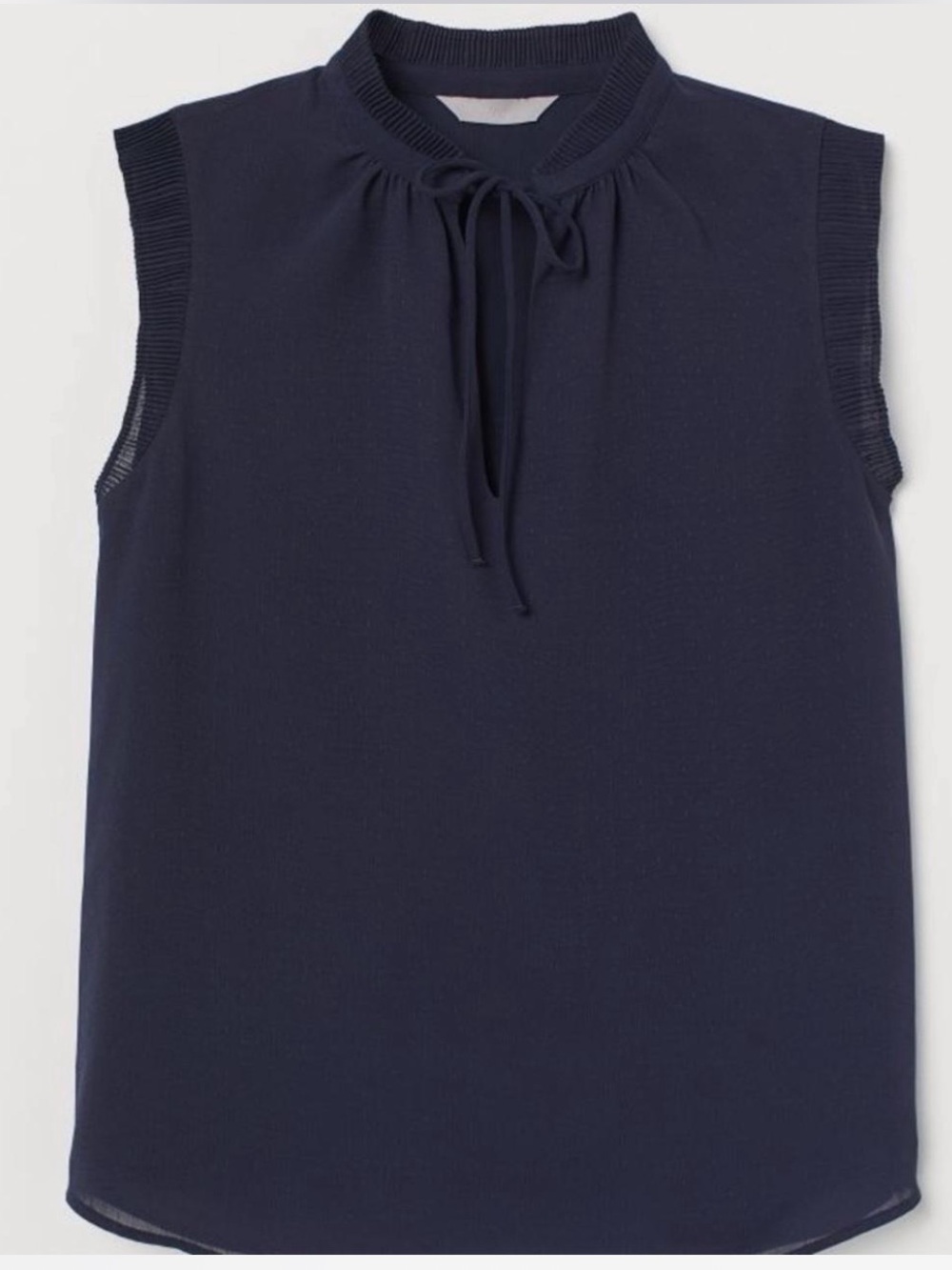 H&M Sleeveless Tie-Neck Shell Top - Navy